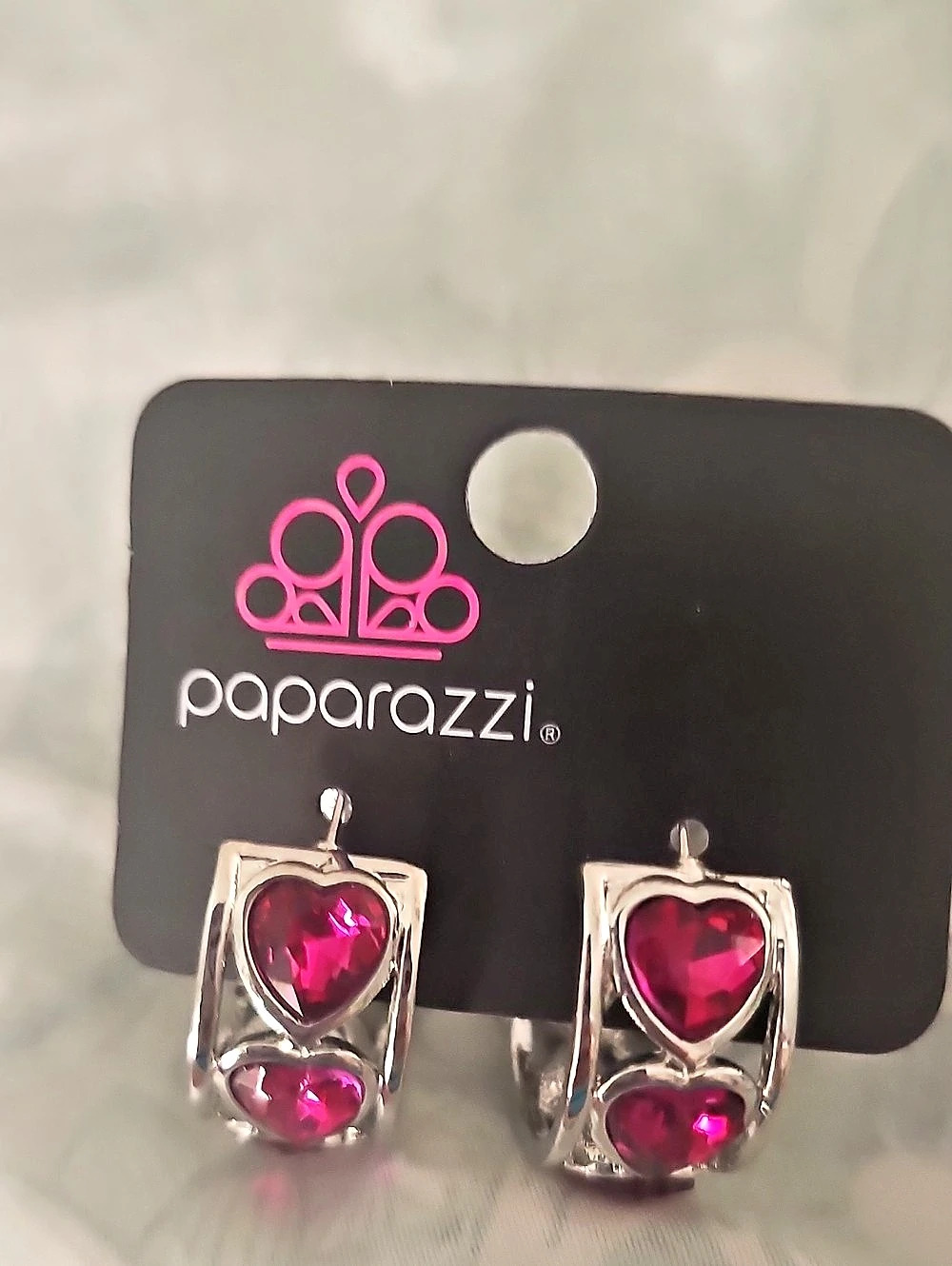 Paparazzi Heart Drop Earrings in Pink & Silver
